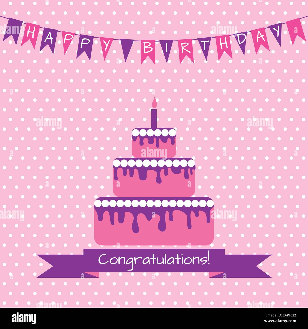 Carte d'anniversaire avec gâteau Illustration de Vecteur