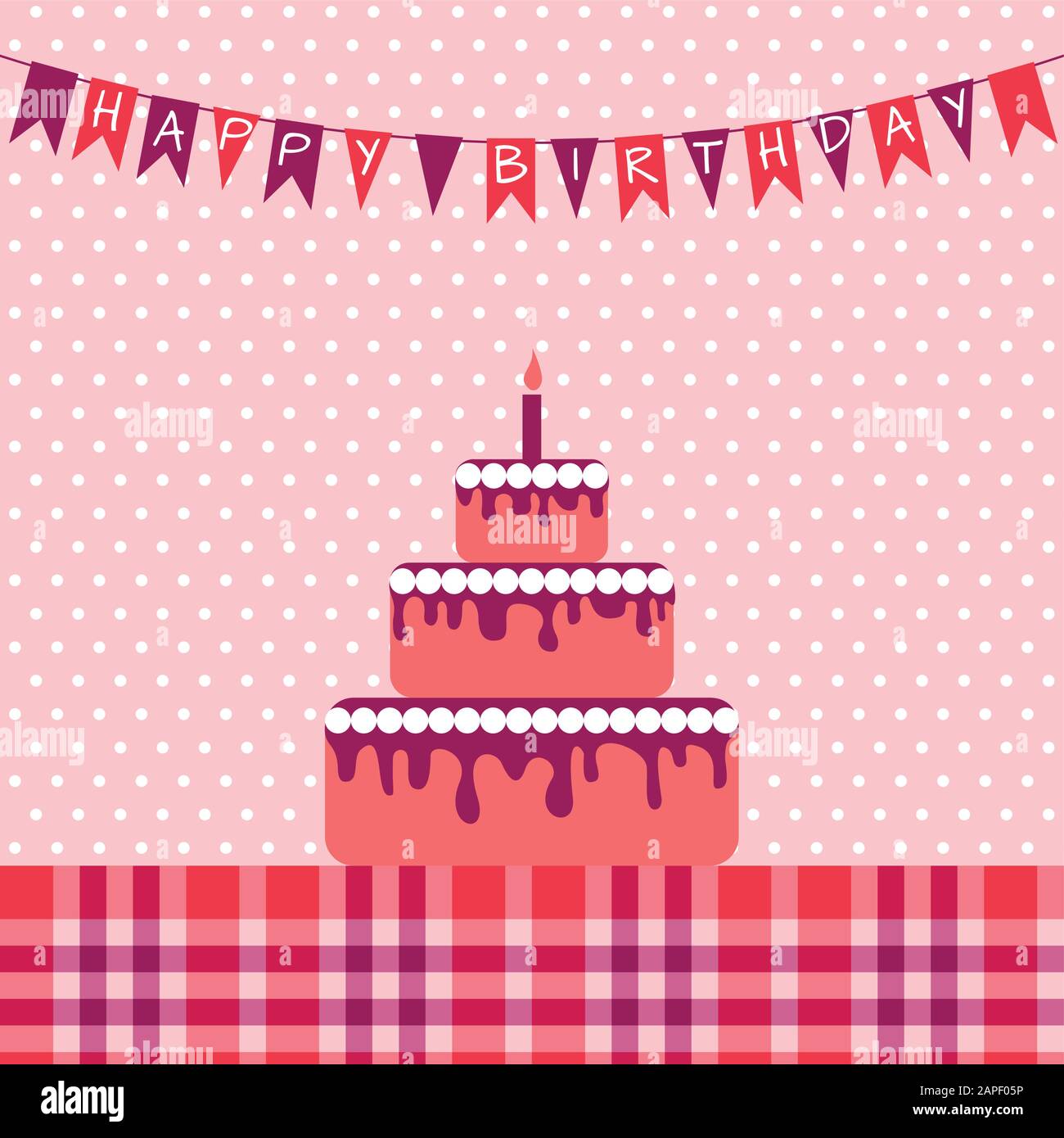 Carte D Anniversaire Avec Gateau Image Vectorielle Stock Alamy