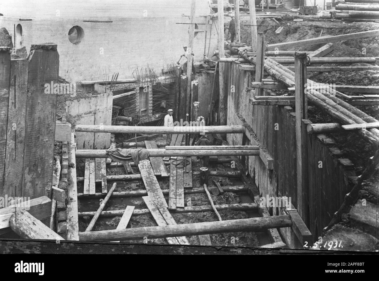 6.5x9 Foundation PIT te Rotterdam Date: Non daté lieu: Rotterdam, Zuid-Holland mots clés: Foundation Wells Banque D'Images