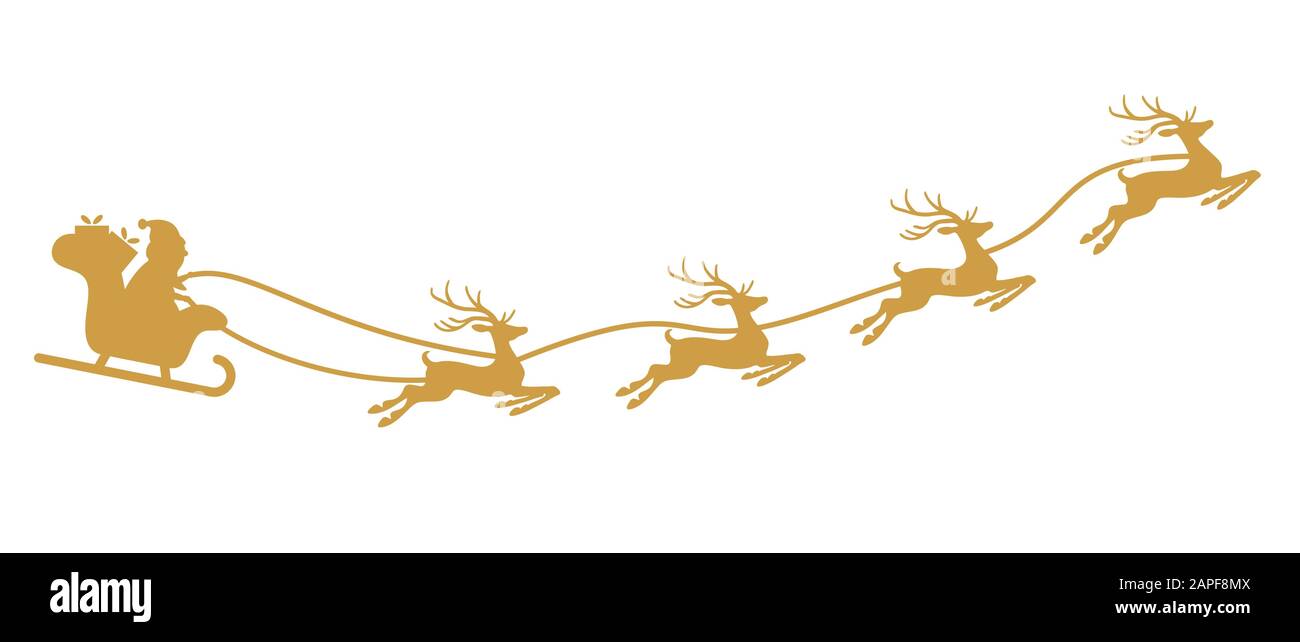 Père Noël avec traîneau et rennes isolés sur fond blanc Illustration de Vecteur