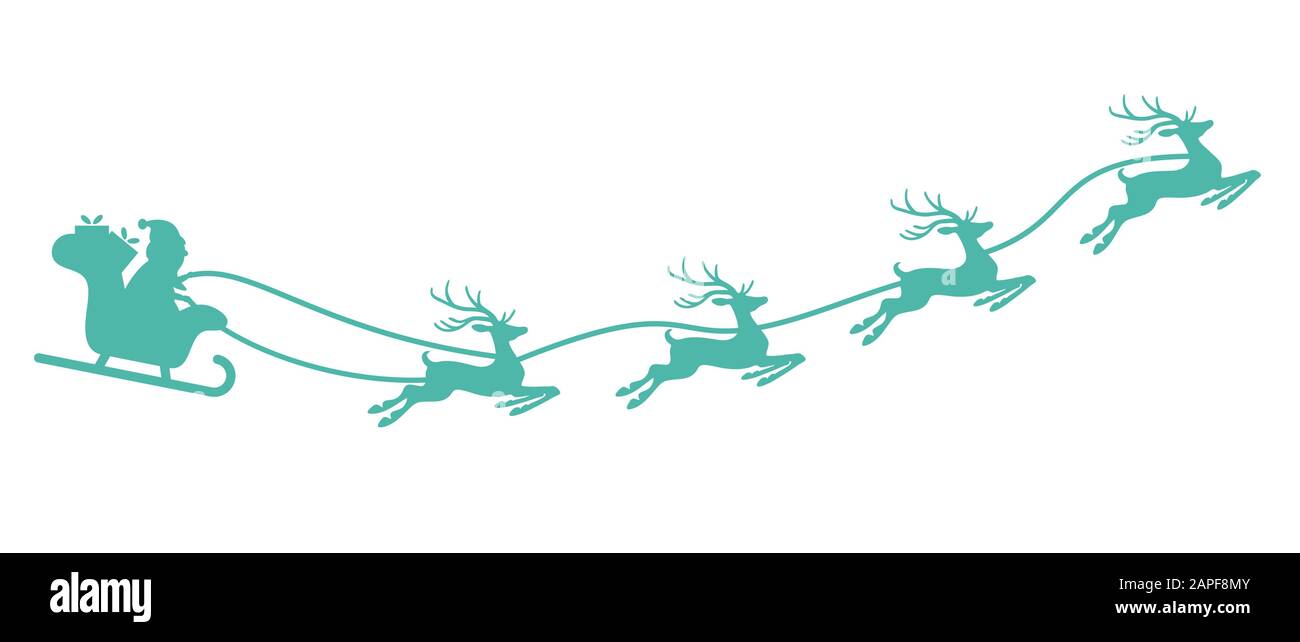 Père Noël avec traîneau et rennes isolés sur fond blanc Illustration de Vecteur