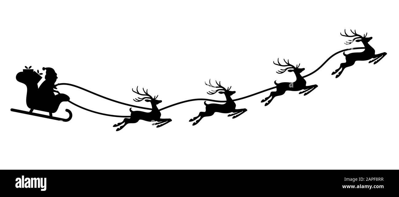 Père Noël avec traîneau et rennes isolés sur fond blanc Illustration de Vecteur