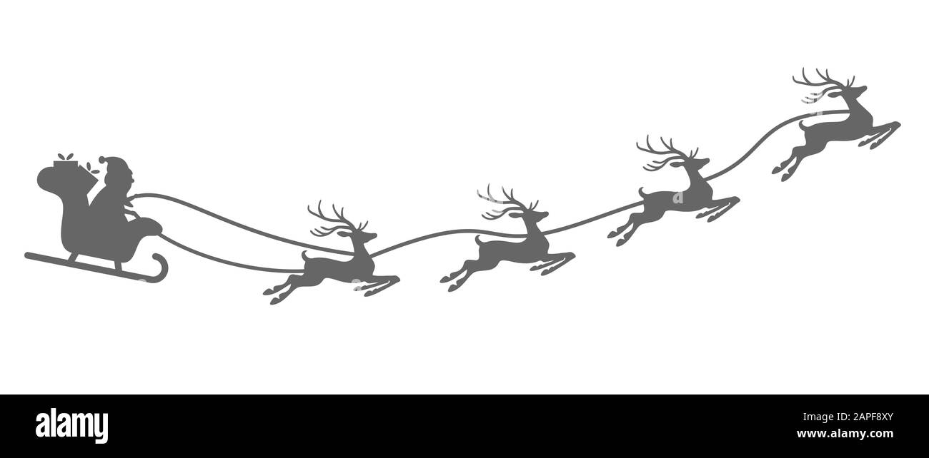 Père Noël avec traîneau et rennes isolés sur fond blanc Illustration de Vecteur