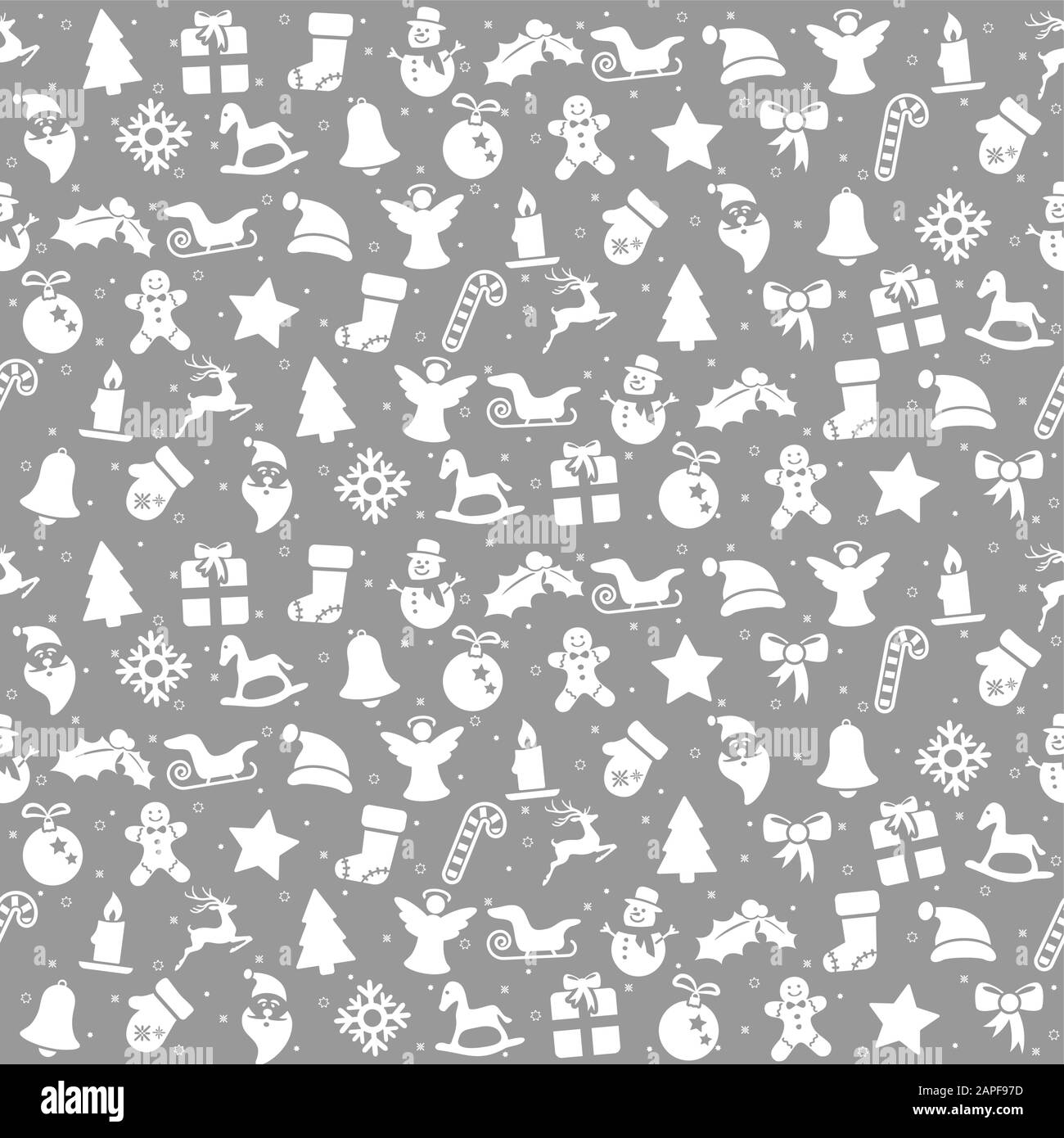 Noël arrière-plan transparent argent couleur se compose d'icônes de Noël typiques comme le père noël, bougie, snowfalke, arbre, Gingerbread Man, les étoiles Illustration de Vecteur