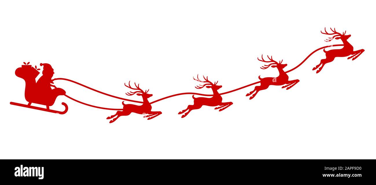 Père Noël avec traîneau et rennes isolés sur fond blanc Illustration de Vecteur