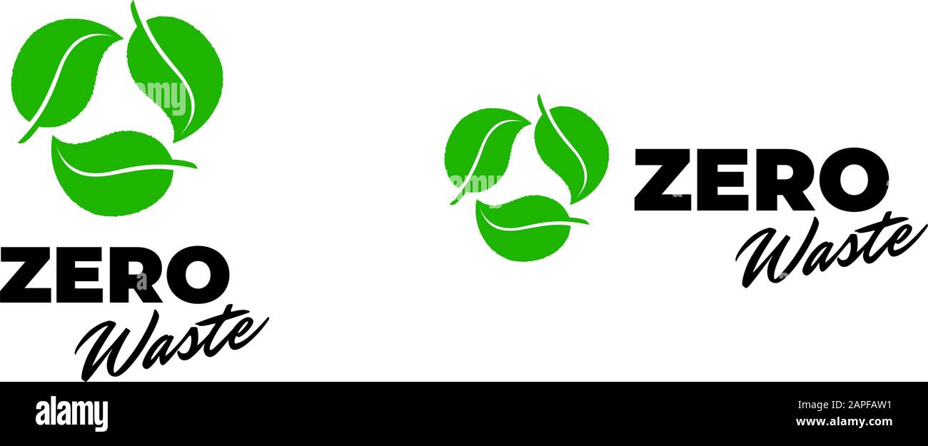 Badge de recyclage zéro déchet isolé sur fond blanc. Les feuilles écologiques vertes dans le concept de symbole de recyclage et de réutilisation. Illustration de l'écologie vectorielle Illustration de Vecteur