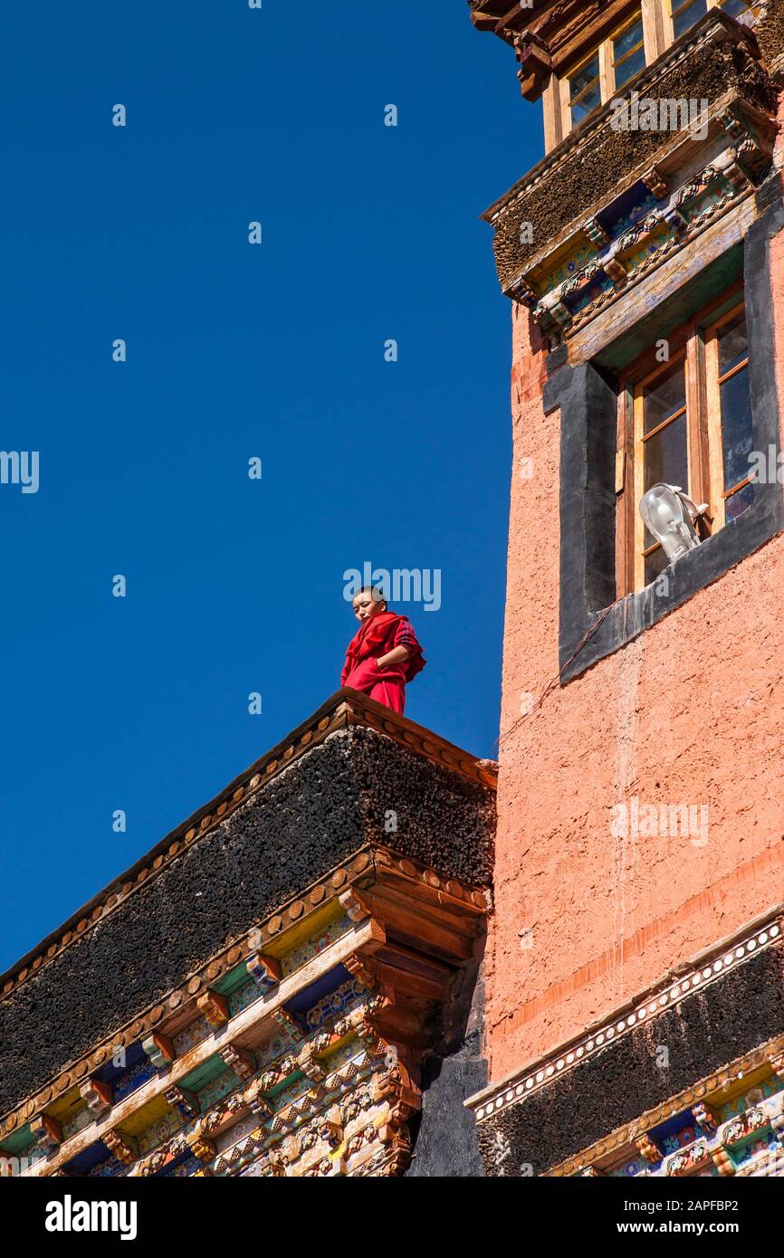Thiksey Gompa ou le monastère de Thiksey, aussi Thikse Gompa, est un complexe de stracture du bouddhisme tibétain, banlieue de Leh, Ladakh, inde, Asie du Sud, Asie Banque D'Images