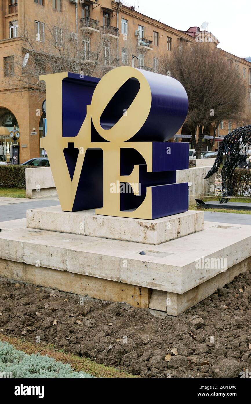 Art de sculpture d'amour aux Cascades, Erevan Banque D'Images