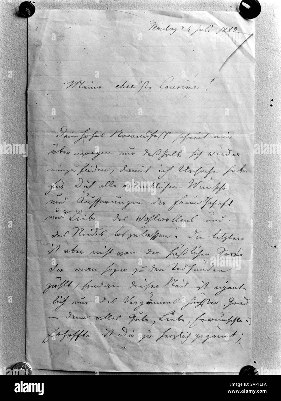 Carl Spitzweg Description: Lettre écrite par Carl Spitzweg à sa nièce le 24 juillet 1882 Annotation: Carl Spitzweg (1808-1885) est un peintre et illustrateur allemand Date: Mars 1935 lieu: Allemagne, Munich mots clés: Lettres Nom personnel: Spitzweg, Carl Banque D'Images