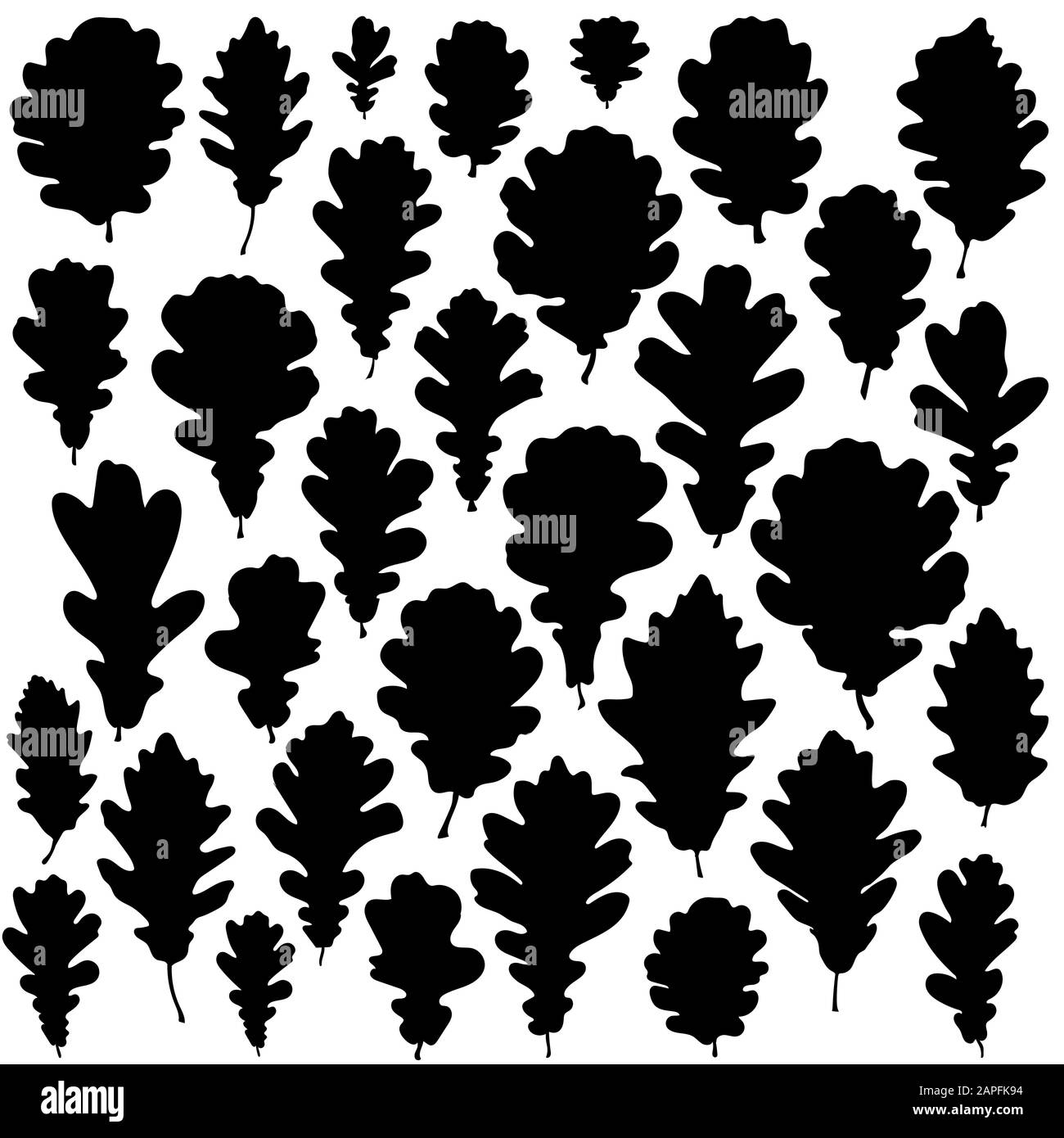 Silhouette de feuilles de chêne isolée sur fond blanc vectoriel Illustration de Vecteur