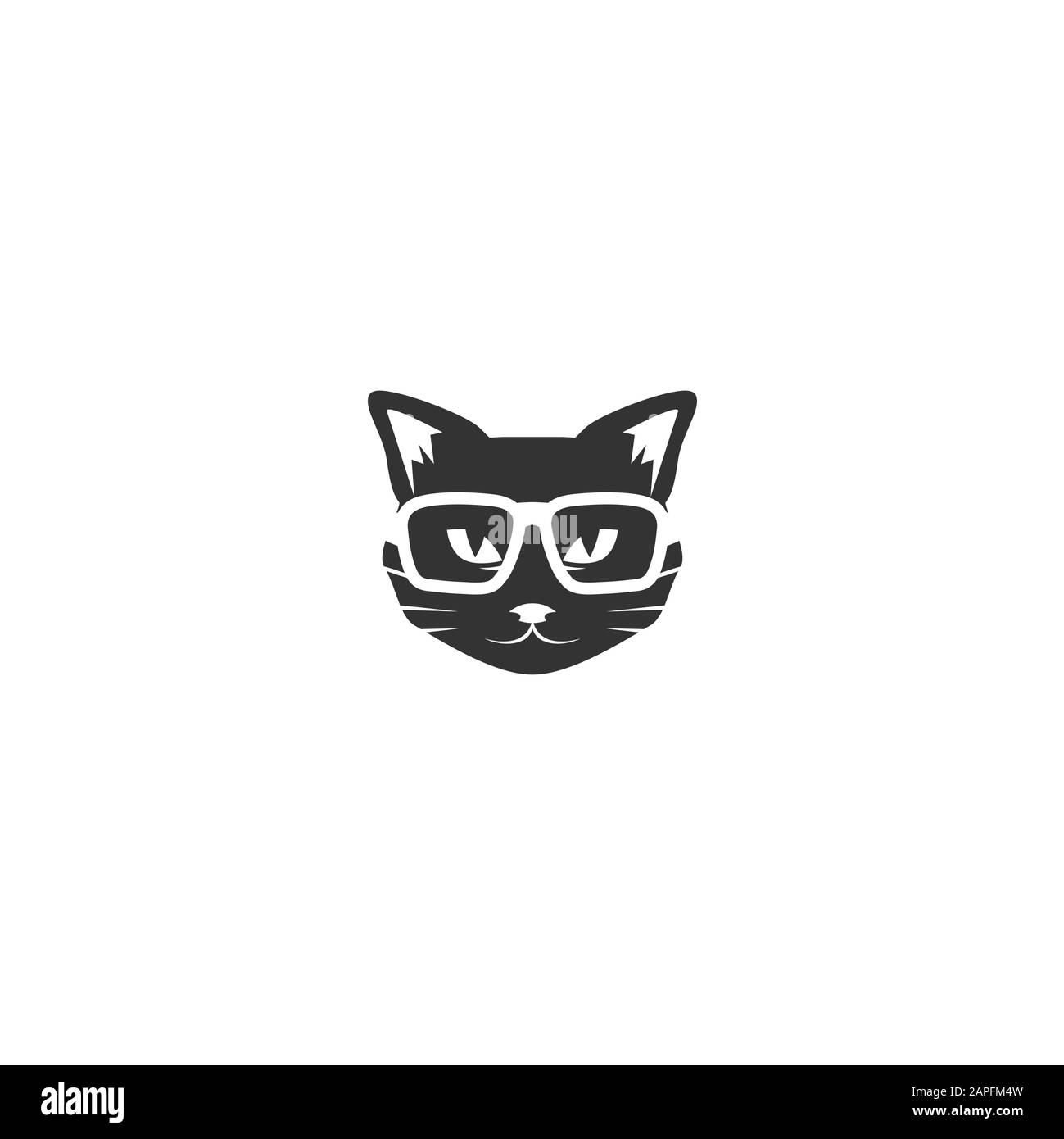 Tete De Chat Noir Avec Icone Lunettes Isolee Sur Blanc Difficile Cool Tom Chat Avec Regard Severe Avatar Hipster Illustration Vectorielle Plate Magie Halloween Image Vectorielle Stock Alamy