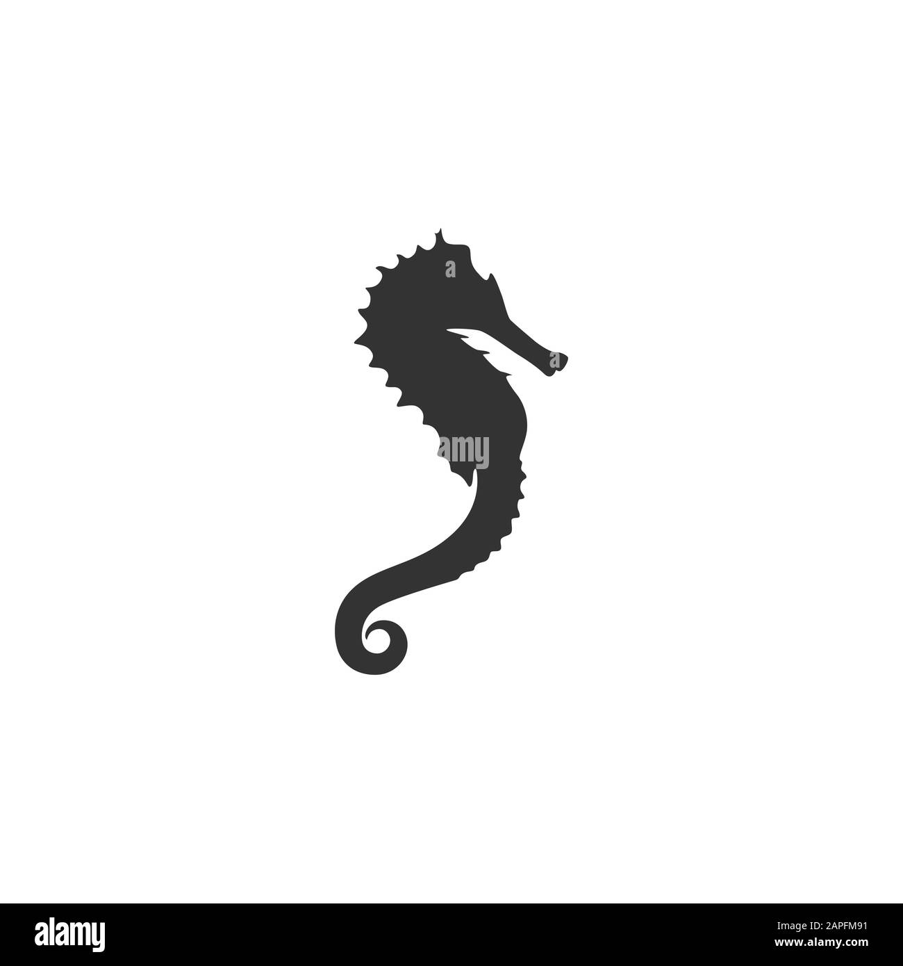 cheval-mer noir ou hippocampe sur fond blanc. Icône simple hippocampe marin. Illustration vectorielle. Symbole Océan Illustration de Vecteur