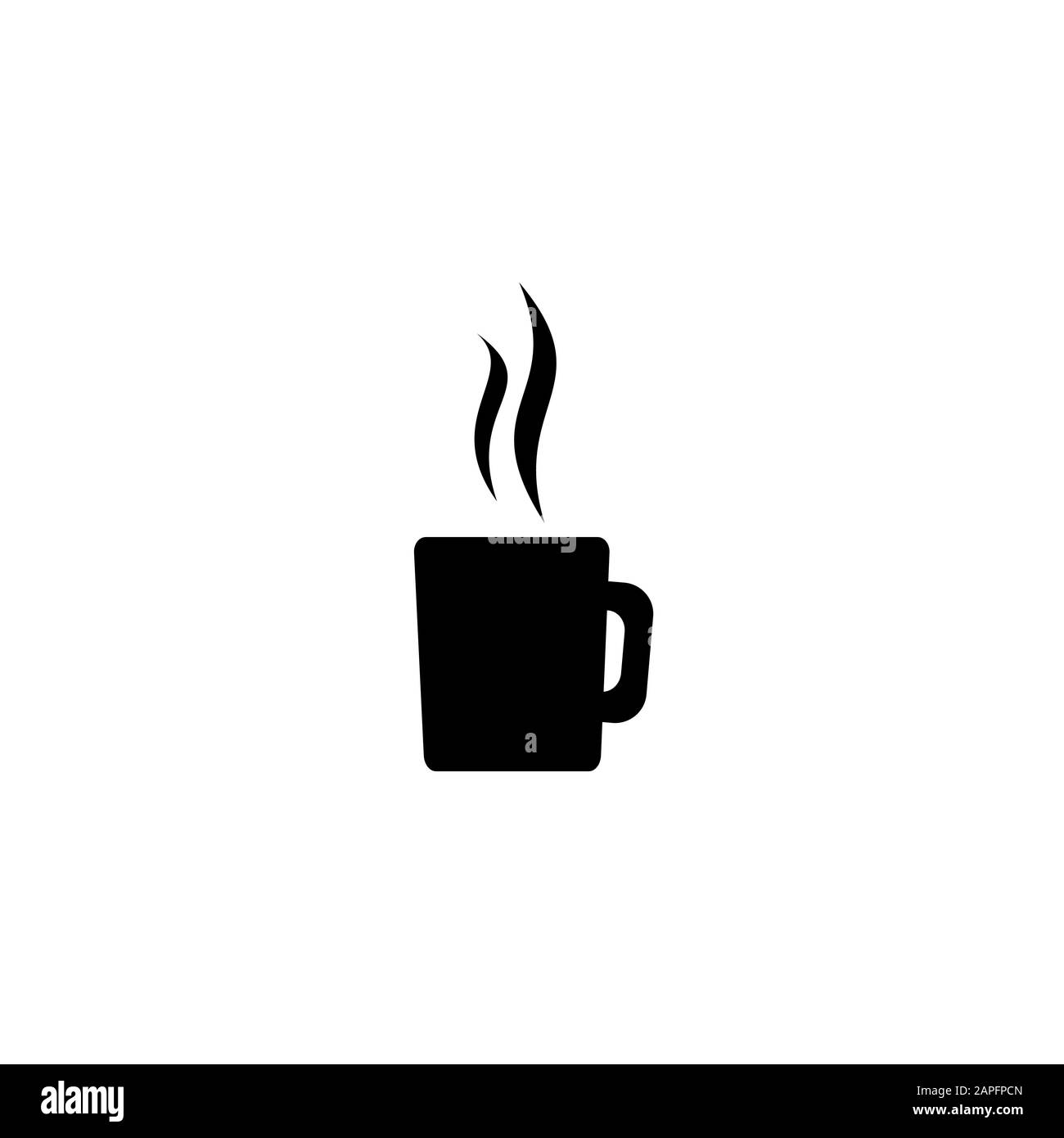 Tasse chaude avec icône vapeur. Tasse à thé ou café icône plat. Pictogramme noir isolé sur fond blanc. Illustration vectorielle. Noir et blanc Illustration de Vecteur
