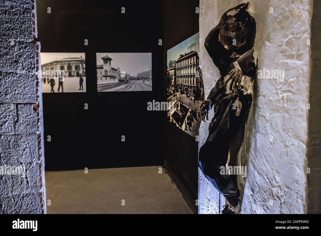 Intérieur du musée Mafia, partie du musée civique de la ville de Salemi située dans la province de Trapani dans le sud-ouest de la Sicile, en Italie Banque D'Images