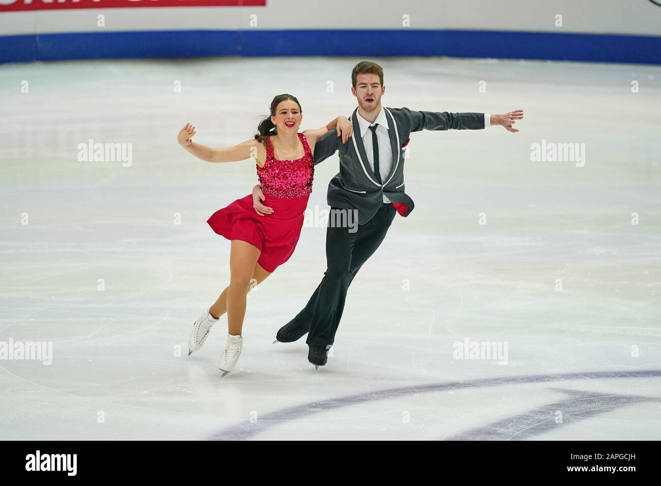 Steiermarkhalle, Graz, Autriche. 23 janvier 2020: Aurelija Ipolito et J.T. Michel de Lettonie pendant la danse sur glace aux Championnats européens de patinage artistique de l'UIP à Steiermarkhalle, Graz, Autriche Banque D'Images