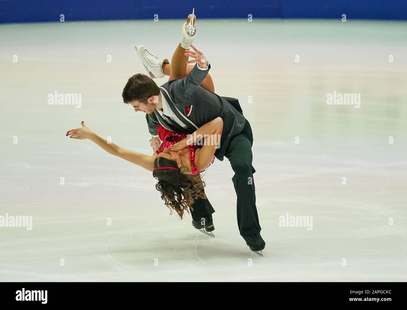 Steiermarkhalle, Graz, Autriche. 23 janvier 2020: Aurelija Ipolito et J.T. Michel de Lettonie pendant la danse sur glace aux Championnats européens de patinage artistique de l'UIP à Steiermarkhalle, Graz, Autriche Banque D'Images