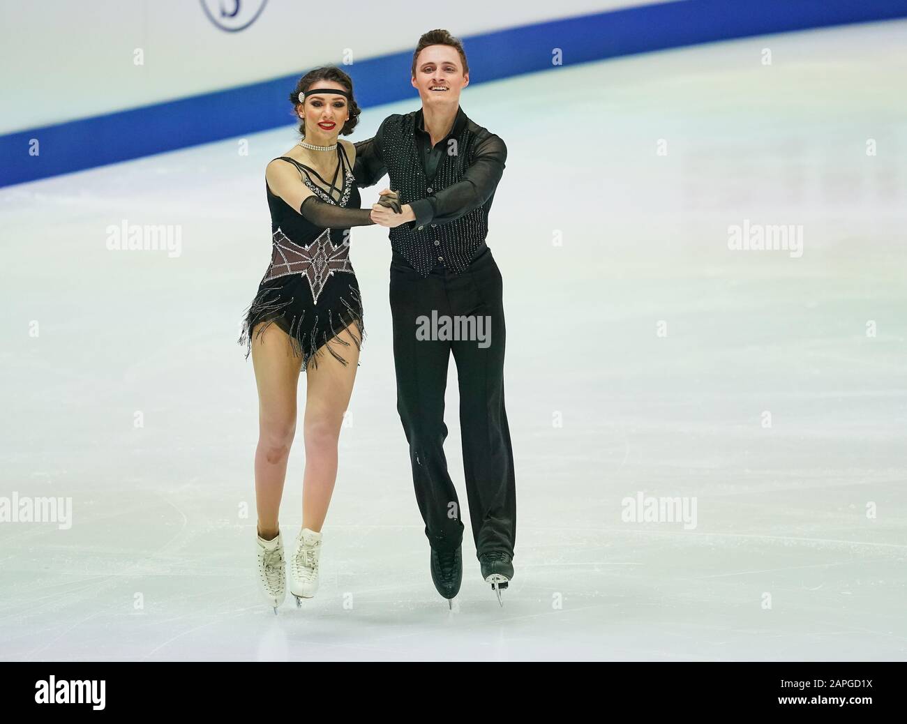 Steiermarkhalle, Graz, Autriche. 23 janvier 2020: Mina Zdravkova et Christopher M. Davis de Bulgarie lors de la danse sur glace aux Championnats européens de patinage artistique de l'UIP à Steiermarkhalle, Graz, Autriche Banque D'Images