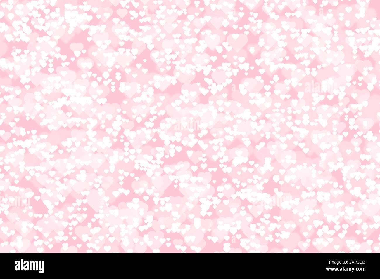 Fond rose avec coeurs blancs de taille différente. Illustration Banque D'Images