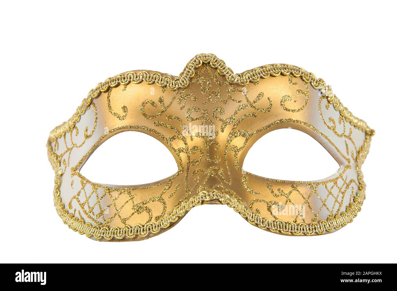 Théâtre Golden Mask, gros plan, isoler sur un fond blanc Banque D'Images