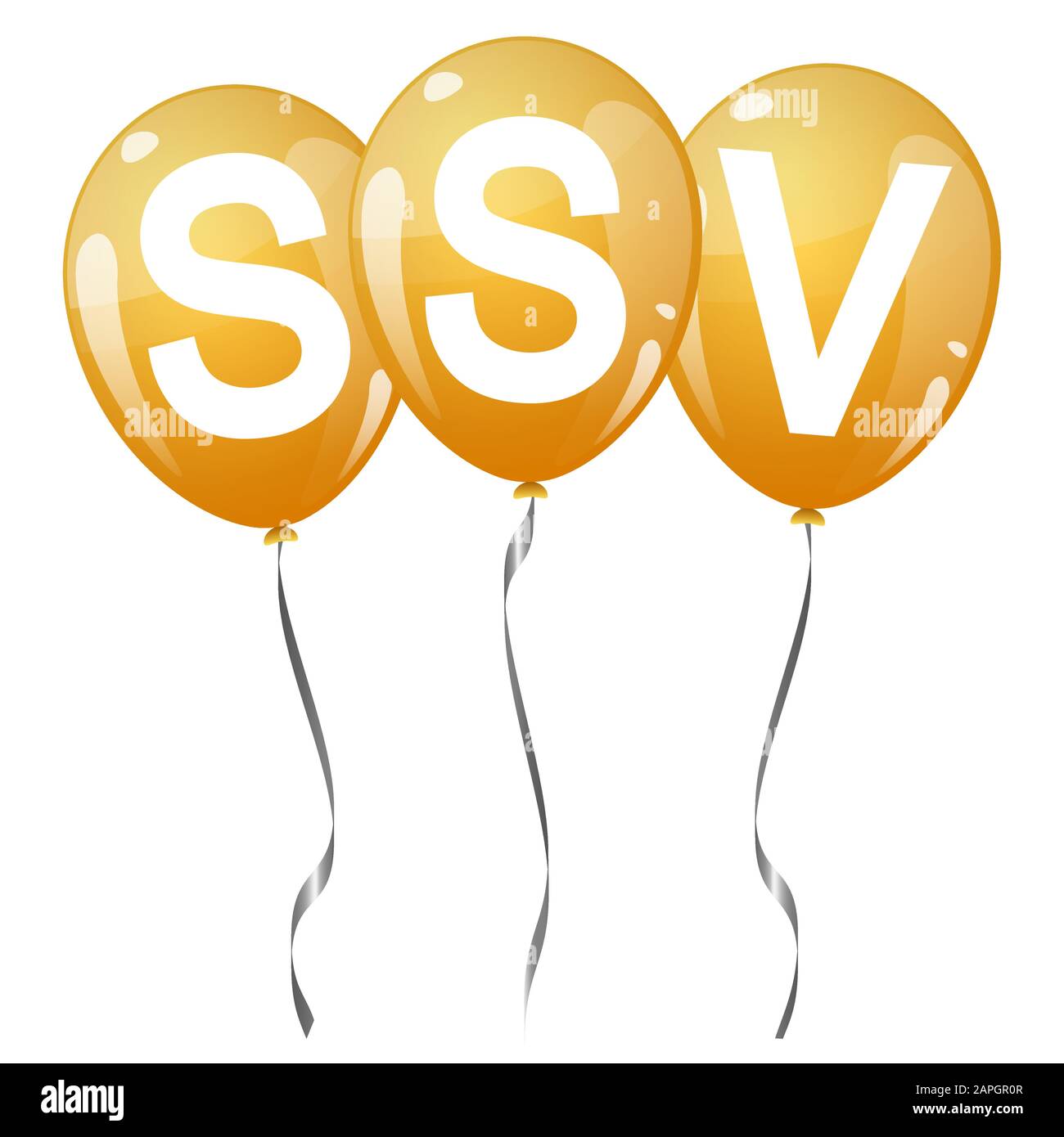 Trois ballons volants de couleur jaune avec texte SSV Illustration de Vecteur