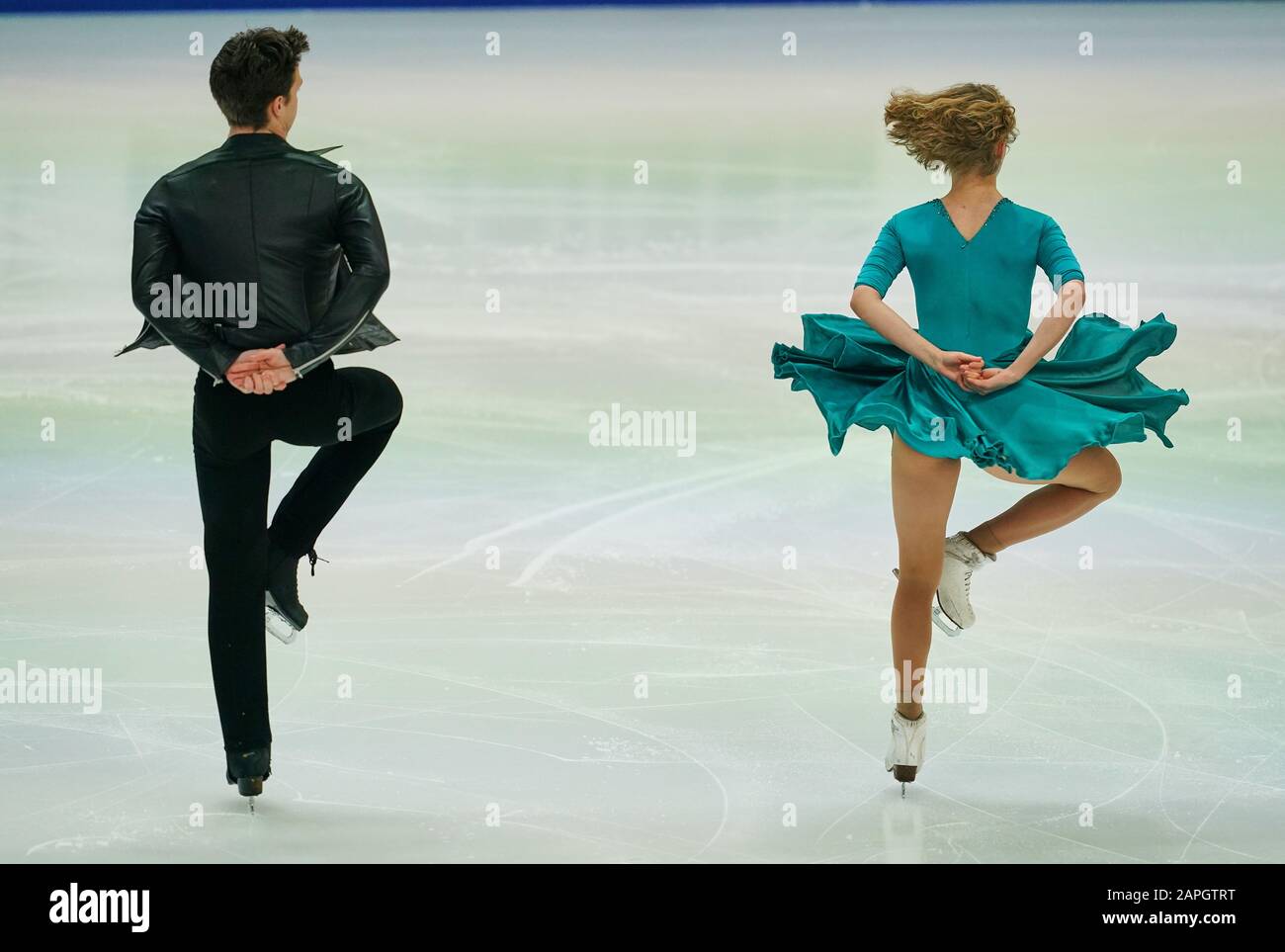 Steiermarkhalle, Graz, Autriche. 23 janvier 2020. Emiliya Kalehanova et Uladzislau Palkhouski de Biélorussie pendant la danse sur glace aux Championnats européens de patinage artistique de l'UIP à Steiermarkhalle, Graz, Autriche. Crédit: Csm/Alay Live News Banque D'Images