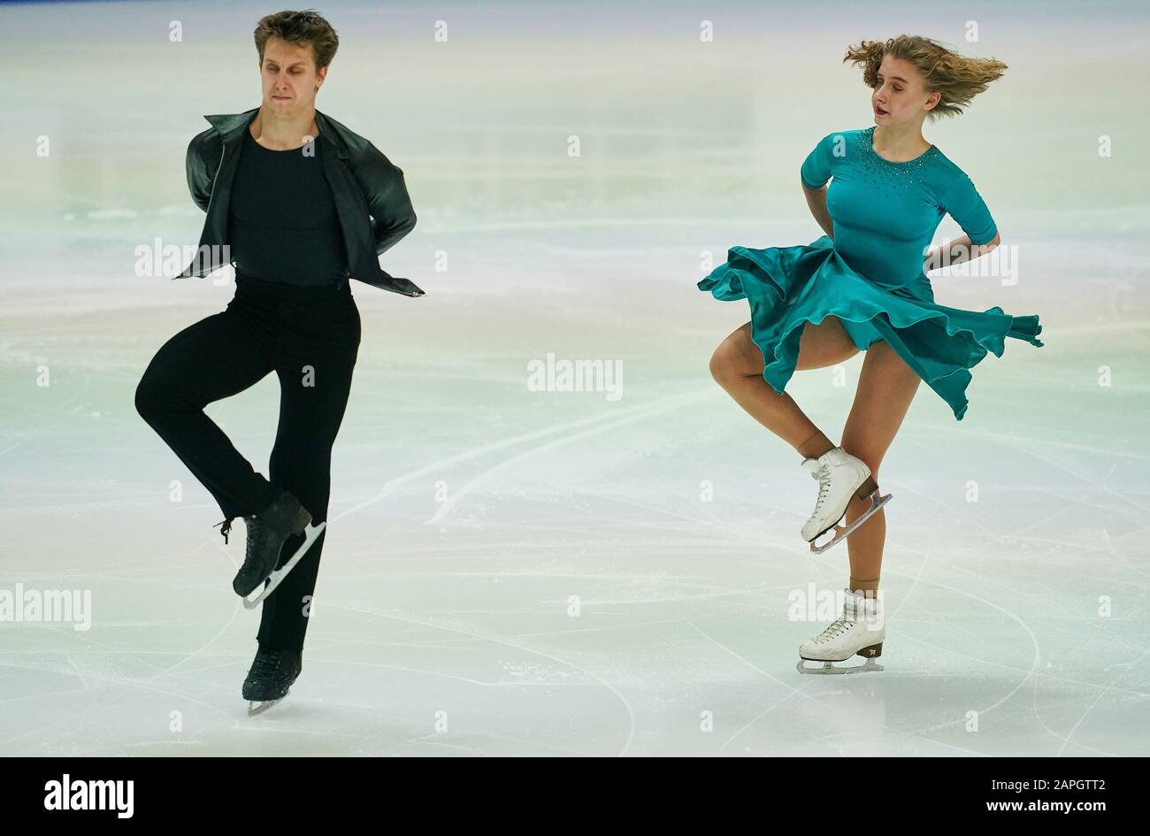 Steiermarkhalle, Graz, Autriche. 23 janvier 2020. Emiliya Kalehanova et Uladzislau Palkhouski de Biélorussie pendant la danse sur glace aux Championnats européens de patinage artistique de l'UIP à Steiermarkhalle, Graz, Autriche. Crédit: Csm/Alay Live News Banque D'Images
