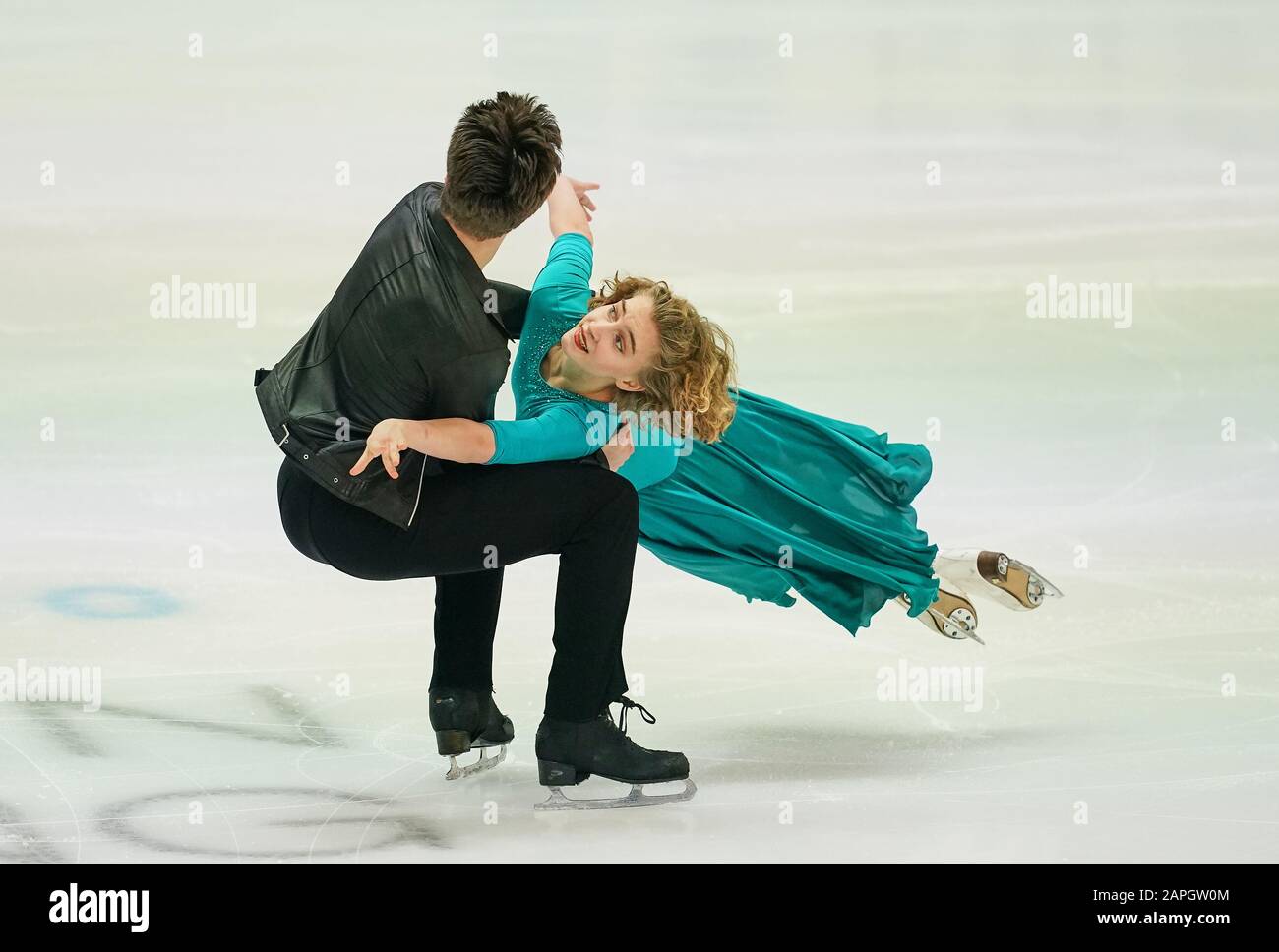 Steiermarkhalle, Graz, Autriche. 23 janvier 2020. Emiliya Kalehanova et Uladzislau Palkhouski de Biélorussie pendant la danse sur glace aux Championnats européens de patinage artistique de l'UIP à Steiermarkhalle, Graz, Autriche. Crédit: Csm/Alay Live News Banque D'Images
