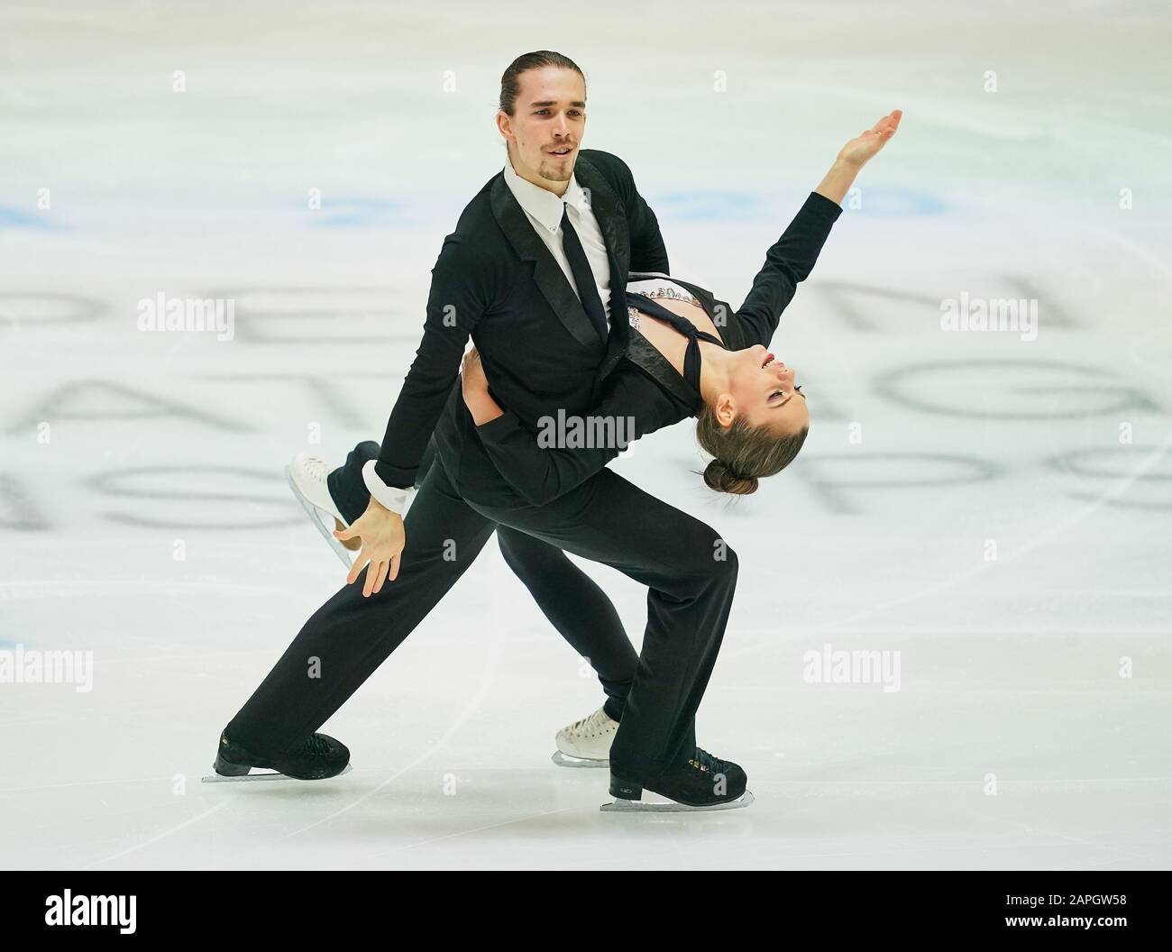 Steiermarkhalle, Graz, Autriche. 23 janvier 2020. Victoria Manni et Carlo Roethlisberger de Suisse lors de la danse sur glace aux Championnats européens de patinage artistique de l'UIP à Steiermarkhalle, Graz, Autriche. Crédit: Csm/Alay Live News Banque D'Images