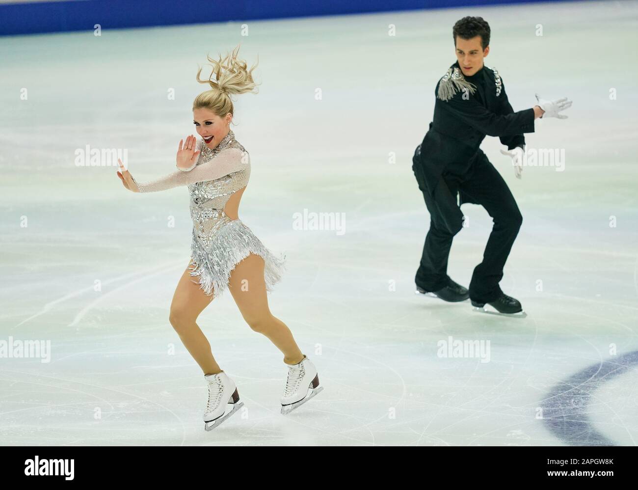 Steiermarkhalle, Graz, Autriche. 23 janvier 2020. Emily Monaghan et Ilias Fourati de Hongrie lors de la danse sur glace aux Championnats européens de patinage artistique de l'UIP à Steiermarkhalle, Graz, Autriche. Crédit: Csm/Alay Live News Banque D'Images