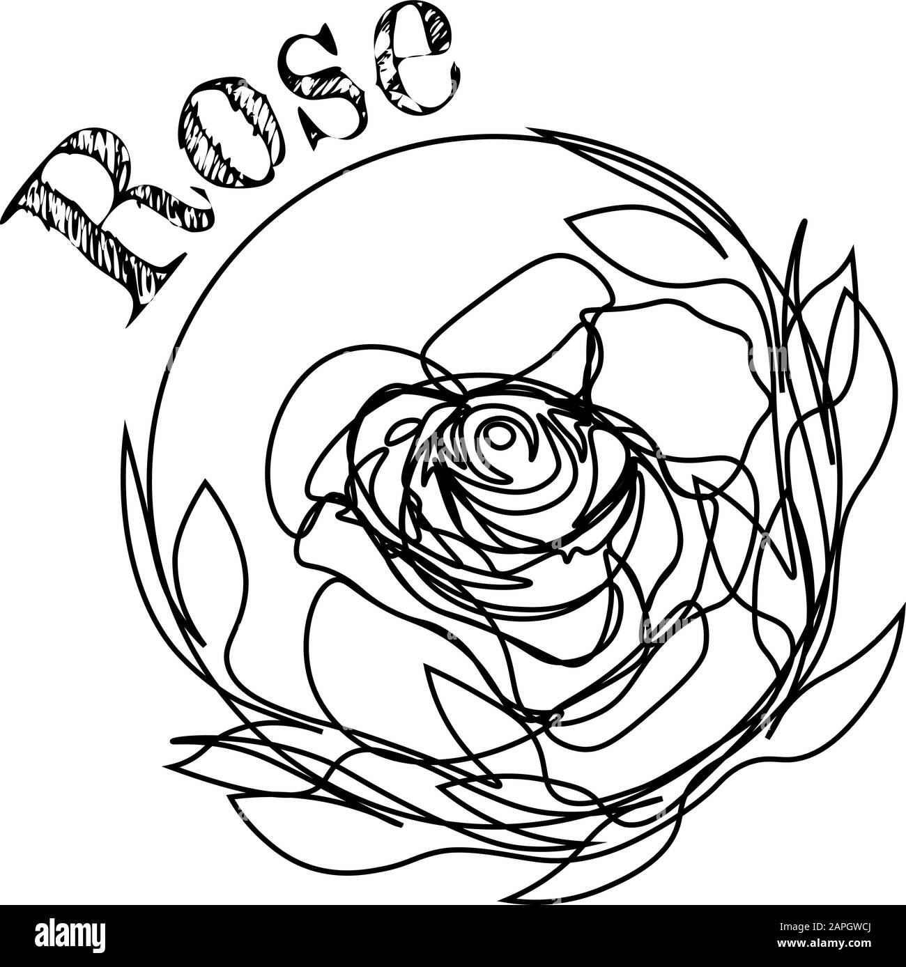Motif Fleuri Tatouage Ou Imprime Avec Rose Et Texte Image Vectorielle Stock Alamy