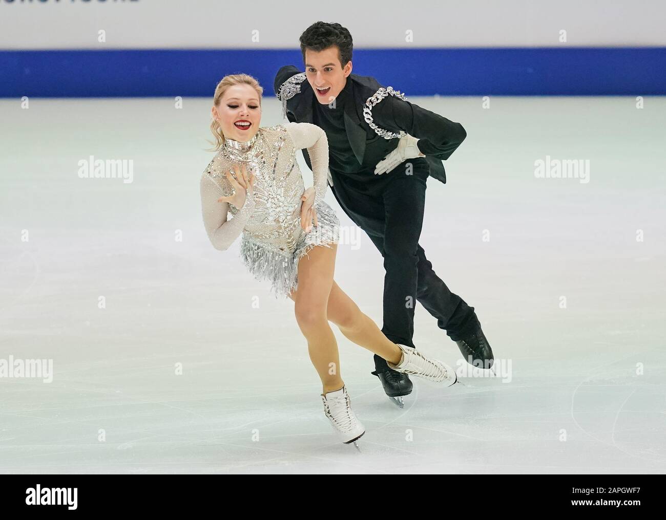 Steiermarkhalle, Graz, Autriche. 23 janvier 2020. Emily Monaghan et Ilias Fourati de Hongrie lors de la danse sur glace aux Championnats européens de patinage artistique de l'UIP à Steiermarkhalle, Graz, Autriche. Crédit: Csm/Alay Live News Banque D'Images