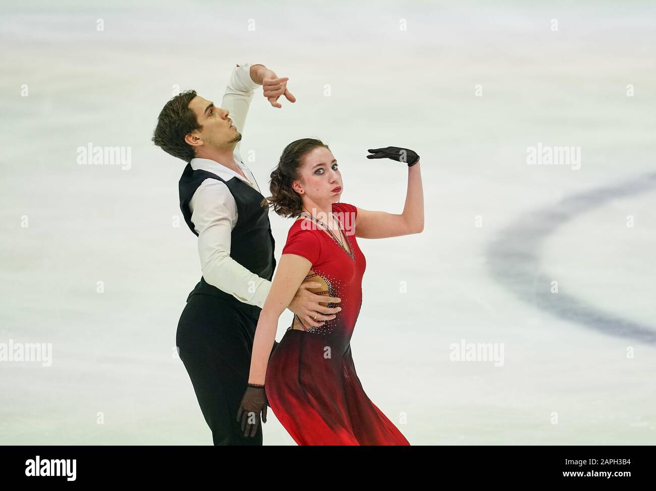 Steiermarkhalle, Graz, Autriche. 23 janvier 2020. Evgeniia Lopareva et Geoffrey Brissaud de France pendant la danse sur glace aux Championnats européens de patinage artistique de l'UIP à Steiermarkhalle, Graz, Autriche. Crédit: Csm/Alay Live News Banque D'Images