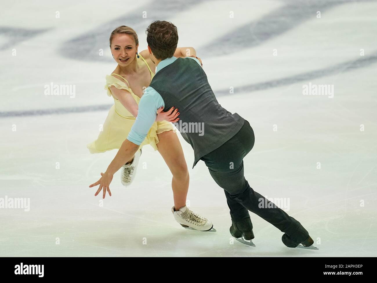 Steiermarkhalle, Graz, Autriche. 23 janvier 2020. Adelina Galyavieva et Louis Thauron de France pendant la danse sur glace aux Championnats européens de patinage artistique de l'UIP à Steiermarkhalle, Graz, Autriche. Crédit: Csm/Alay Live News Banque D'Images