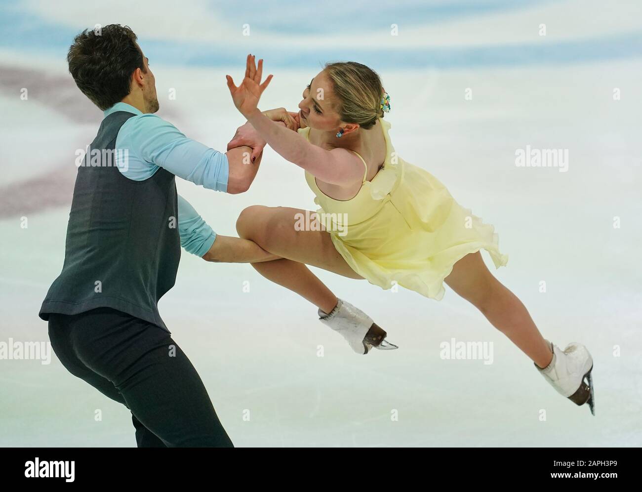 Steiermarkhalle, Graz, Autriche. 23 janvier 2020. Adelina Galyavieva et Louis Thauron de France pendant la danse sur glace aux Championnats européens de patinage artistique de l'UIP à Steiermarkhalle, Graz, Autriche. Crédit: Csm/Alay Live News Banque D'Images