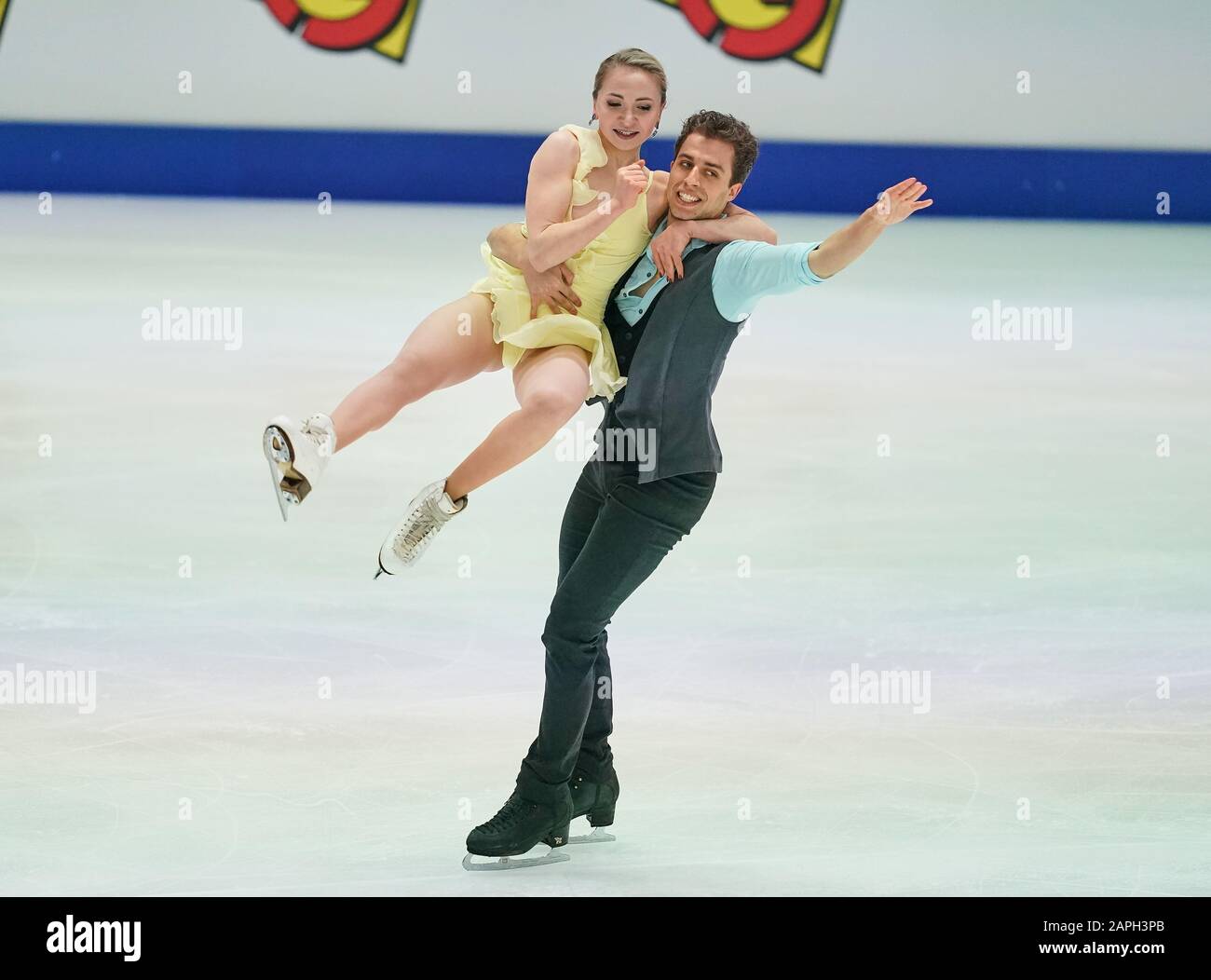 Steiermarkhalle, Graz, Autriche. 23 janvier 2020. Adelina Galyavieva et Louis Thauron de France pendant la danse sur glace aux Championnats européens de patinage artistique de l'UIP à Steiermarkhalle, Graz, Autriche. Crédit: Csm/Alay Live News Banque D'Images