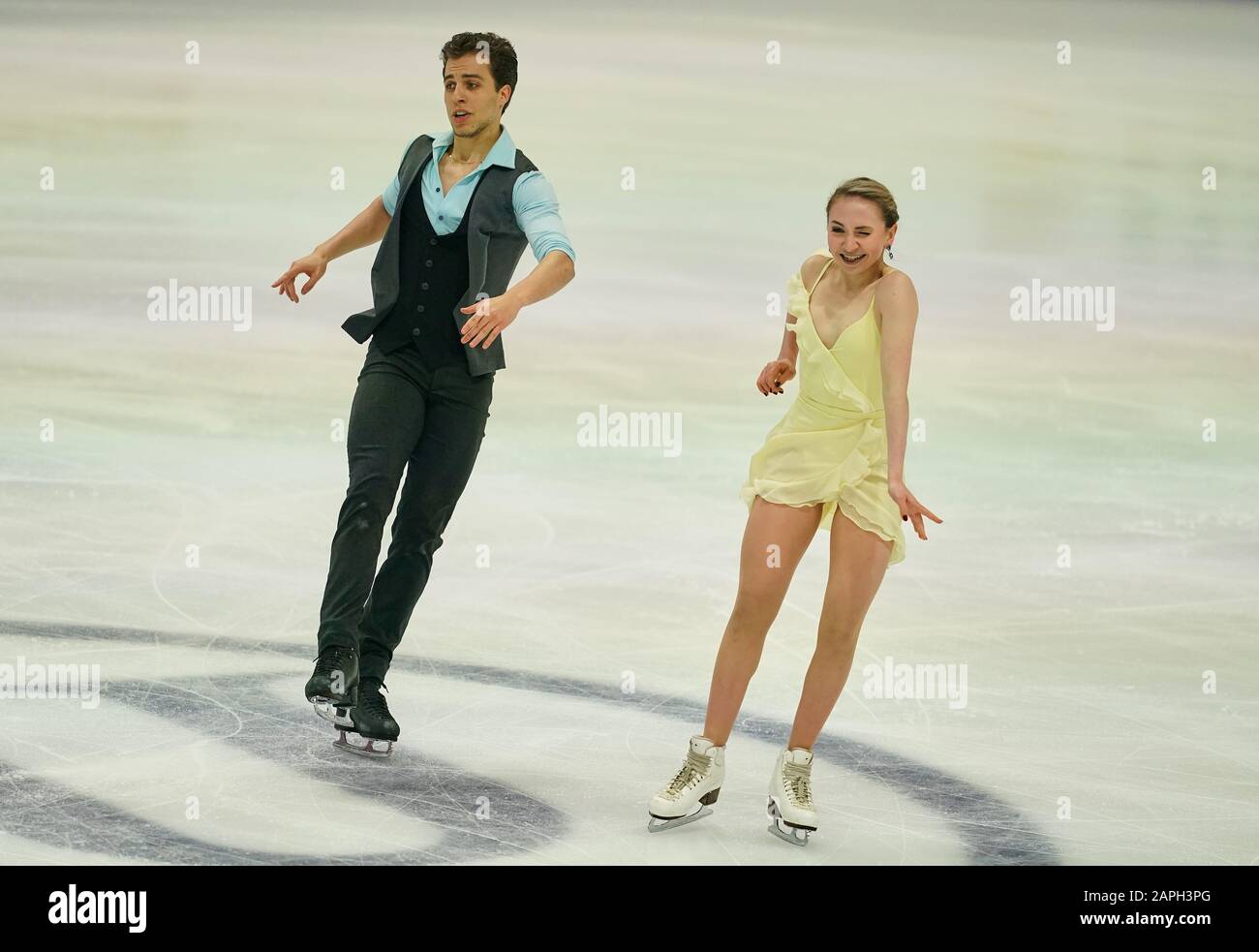 Steiermarkhalle, Graz, Autriche. 23 janvier 2020. Adelina Galyavieva et Louis Thauron de France pendant la danse sur glace aux Championnats européens de patinage artistique de l'UIP à Steiermarkhalle, Graz, Autriche. Crédit: Csm/Alay Live News Banque D'Images