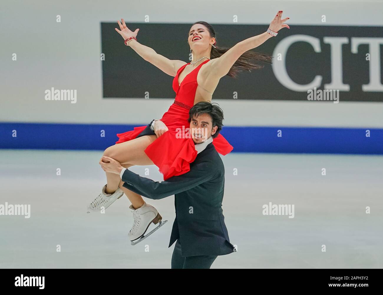 Steiermarkhalle, Graz, Autriche. 23 janvier 2020. Jasmine Tessari et Francesco Fioretti, d'Italie, lors de la danse sur glace aux Championnats européens de patinage artistique de l'UIP à Steiermarkhalle, Graz, Autriche. Crédit: Csm/Alay Live News Banque D'Images