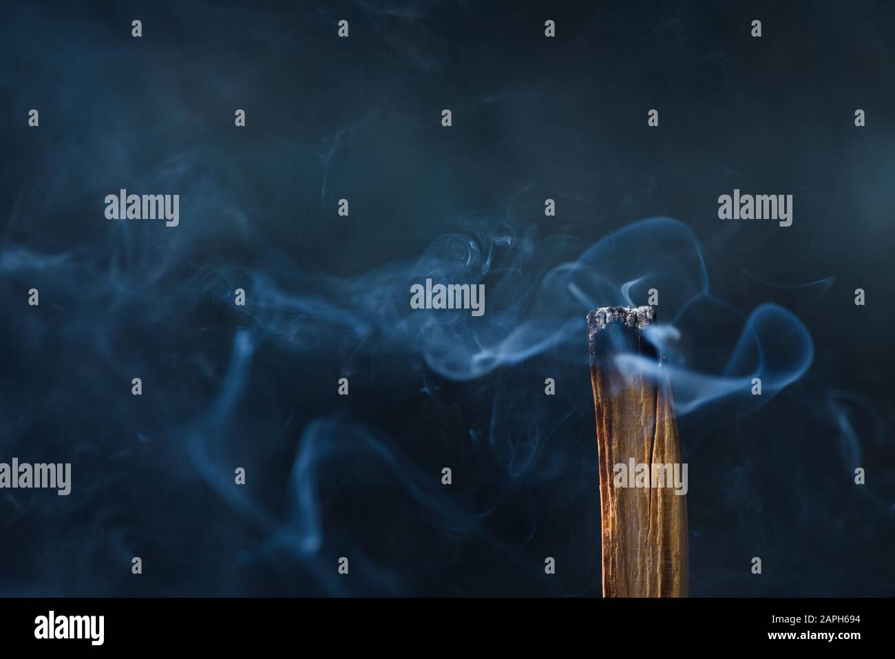 Palo Santo, bâton sacré de l'arbre, brûlant avec de la fumée aromatique. Banque D'Images