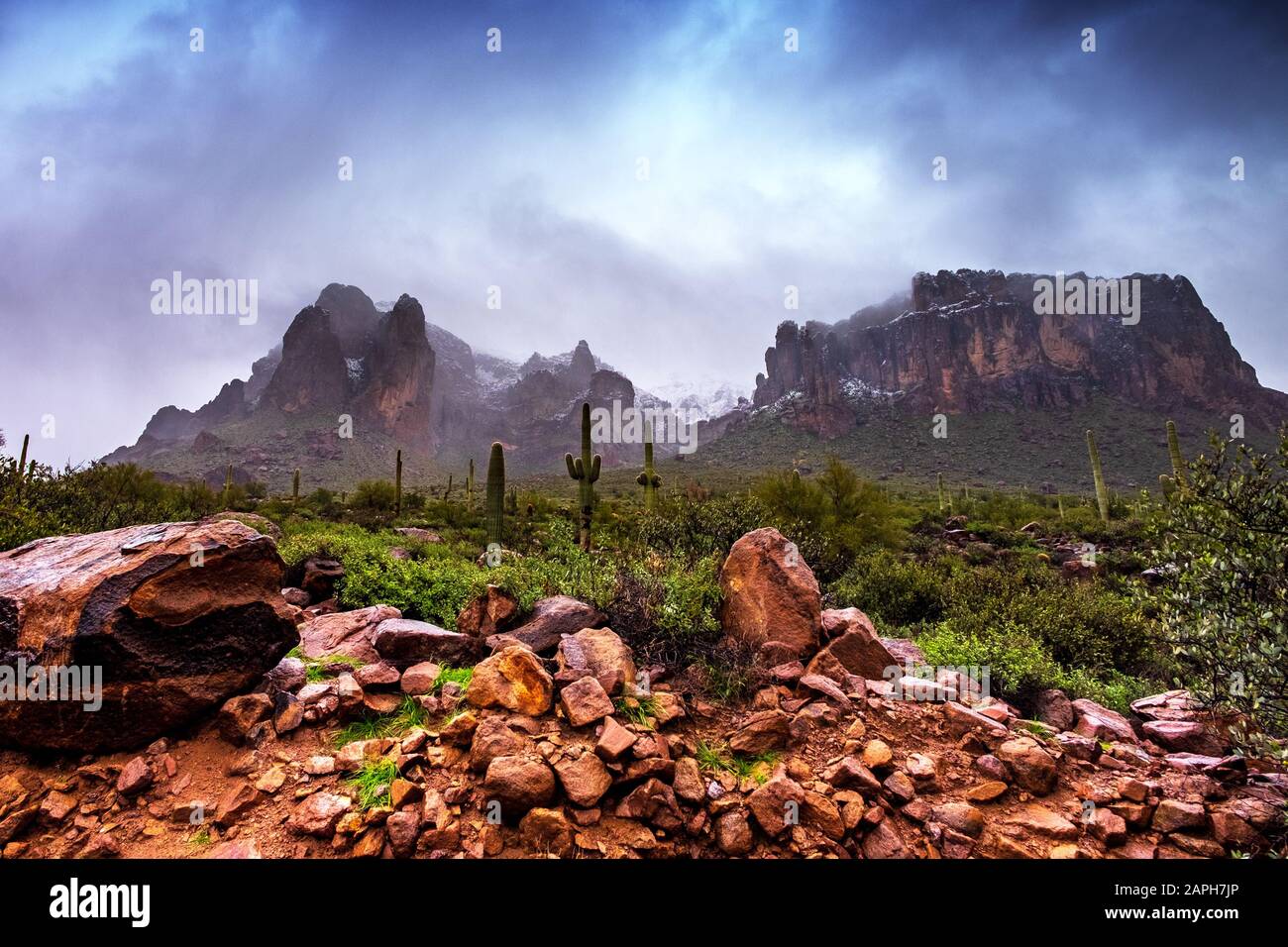 Montagnes De Superstition. Parc National Hollandais Perdu À Apache Junction. Banque D'Images