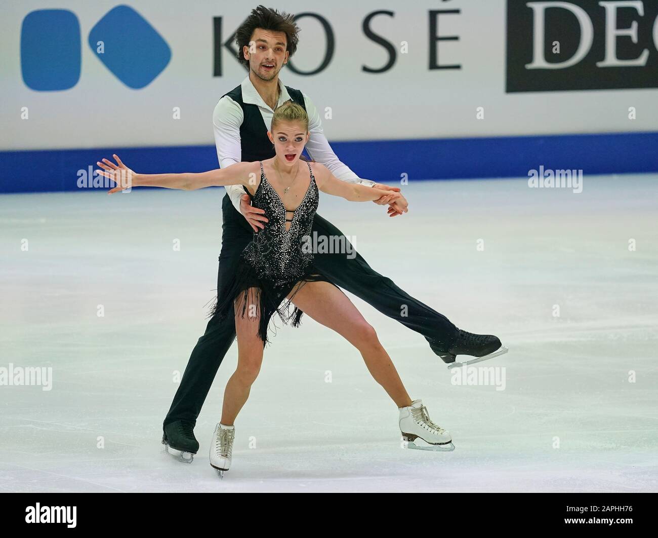 Steiermarkhalle, Graz, Autriche. 23 janvier 2020. Maria Kazakova et Georgy Reviya de Géorgie lors de la danse sur glace aux Championnats européens de patinage artistique de l'UIP à Steiermarkhalle, Graz, Autriche. Crédit: Csm/Alay Live News Banque D'Images