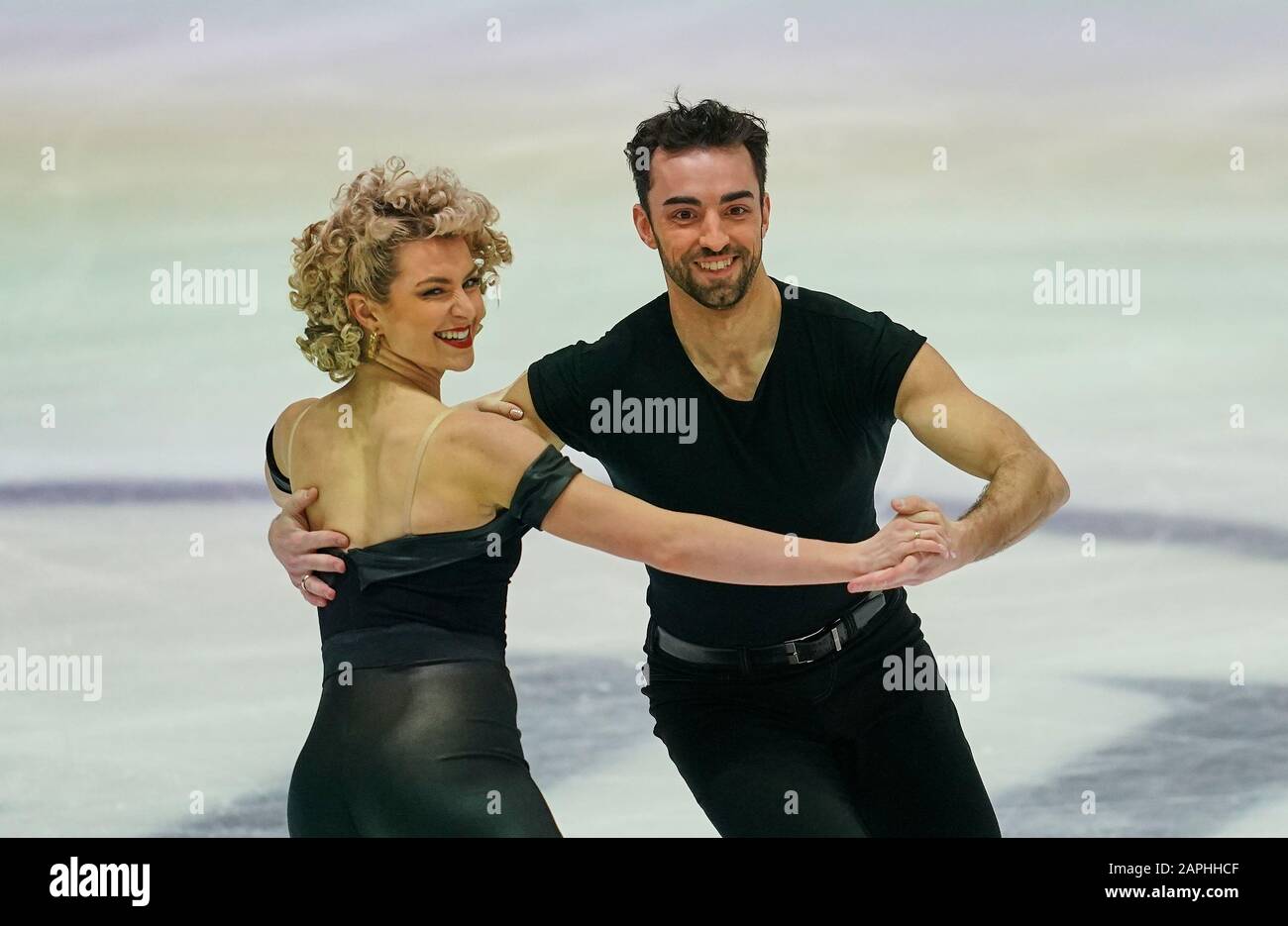 Steiermarkhalle, Graz, Autriche. 23 janvier 2020. Olivia Smart et Adrian Diaz d'Espagne pendant la danse sur glace aux Championnats européens de patinage artistique de l'UIP à Steiermarkhalle, Graz, Autriche. Crédit: Csm/Alay Live News Banque D'Images