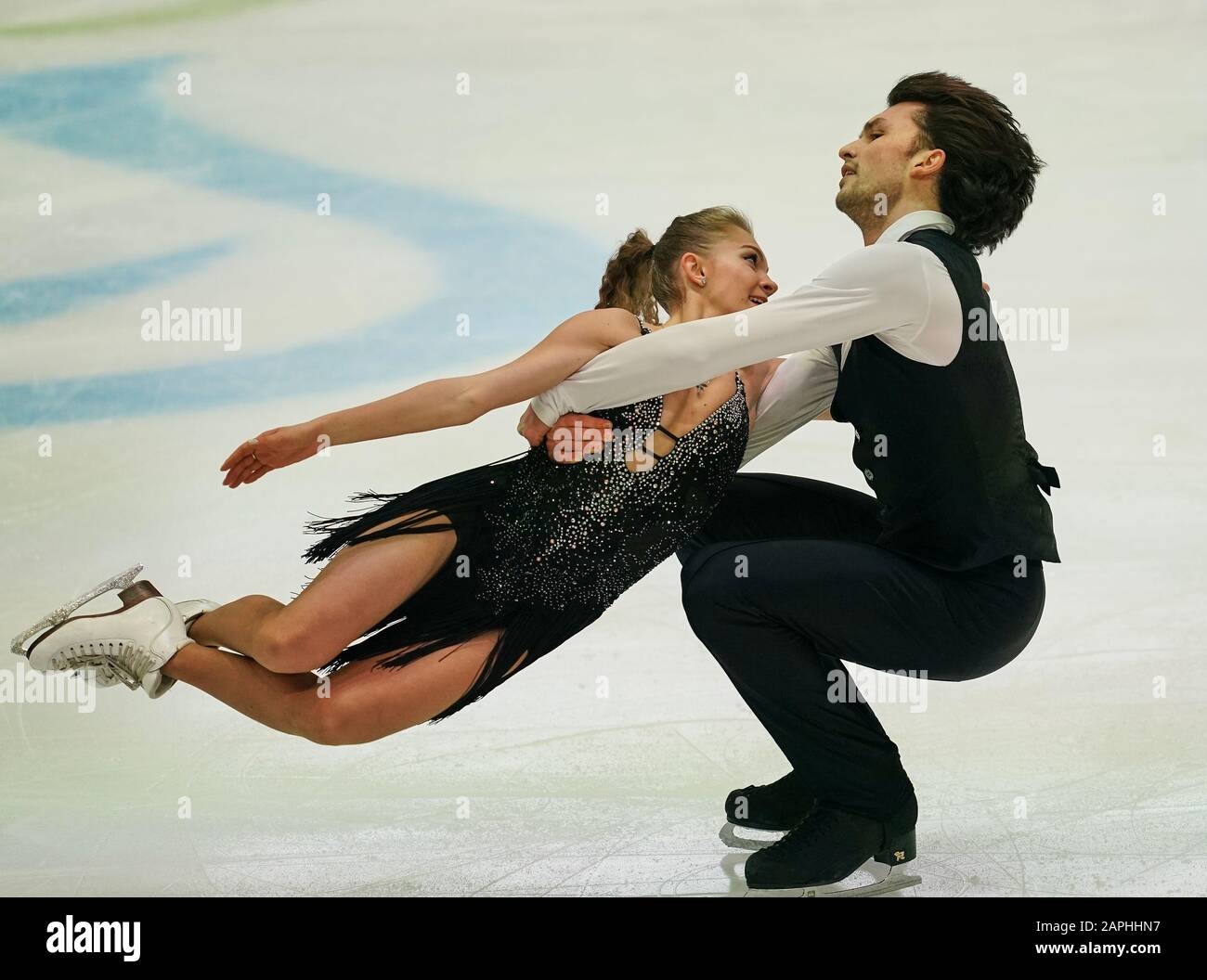 Steiermarkhalle, Graz, Autriche. 23 janvier 2020. Maria Kazakova et Georgy Reviya de Géorgie lors de la danse sur glace aux Championnats européens de patinage artistique de l'UIP à Steiermarkhalle, Graz, Autriche. Crédit: Csm/Alay Live News Banque D'Images