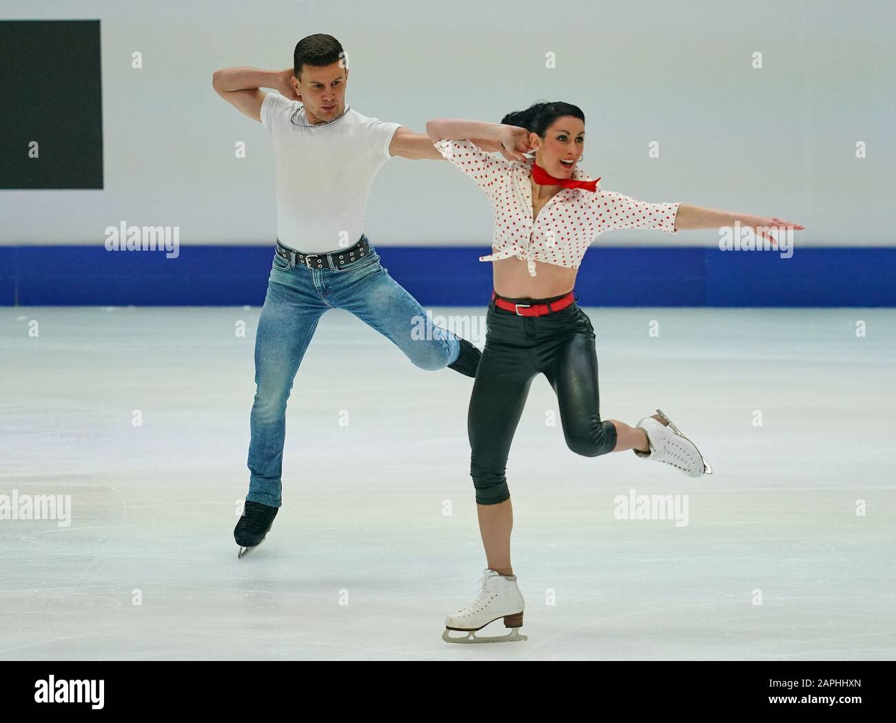 Steiermarkhalle, Graz, Autriche. 23 janvier 2020. Charlene Guignard et Marco Fabbri d'Italie lors de la danse sur glace aux Championnats européens de patinage artistique de l'UIP à Steiermarkhalle, Graz, Autriche. Crédit: Csm/Alay Live News Banque D'Images