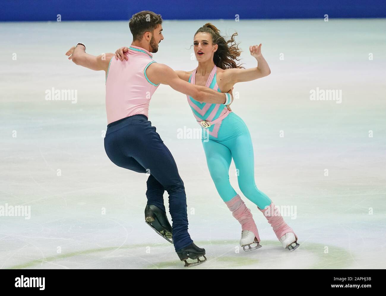 Steiermarkhalle, Graz, Autriche. 23 janvier 2020. Gabriella Papadakis et Guillaume Cizeron de France pendant la danse sur glace aux Championnats européens de patinage artistique de l'UIP à Steiermarkhalle, Graz, Autriche. Crédit: Csm/Alay Live News Banque D'Images