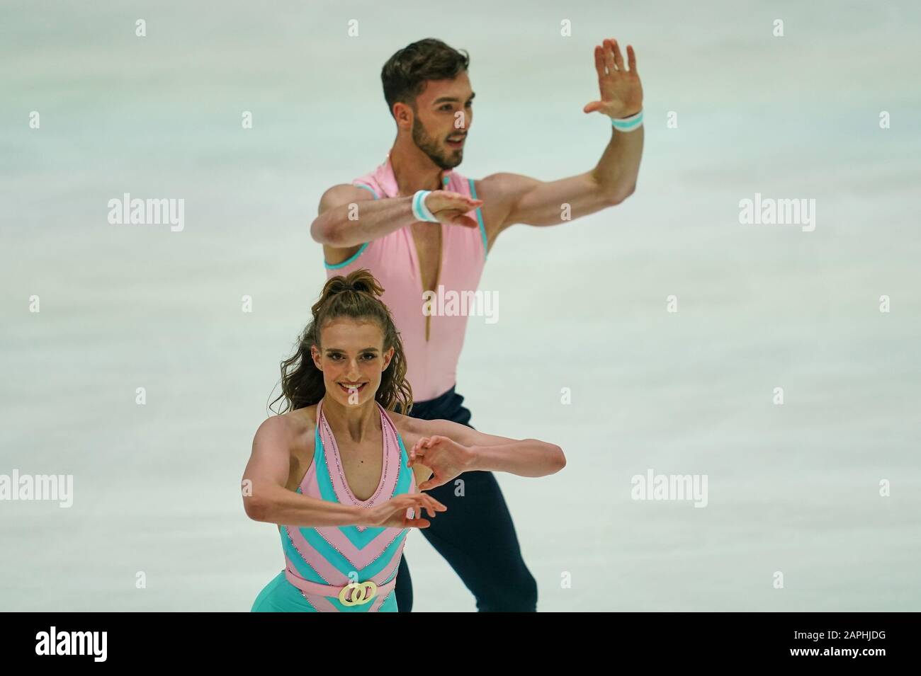 Steiermarkhalle, Graz, Autriche. 23 janvier 2020. Gabriella Papadakis et Guillaume Cizeron de France pendant la danse sur glace aux Championnats européens de patinage artistique de l'UIP à Steiermarkhalle, Graz, Autriche. Crédit: Csm/Alay Live News Banque D'Images