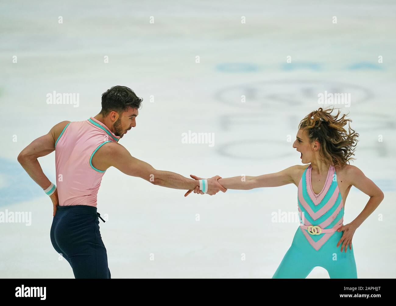 Steiermarkhalle, Graz, Autriche. 23 janvier 2020. Gabriella Papadakis et Guillaume Cizeron de France pendant la danse sur glace aux Championnats européens de patinage artistique de l'UIP à Steiermarkhalle, Graz, Autriche. Crédit: Csm/Alay Live News Banque D'Images