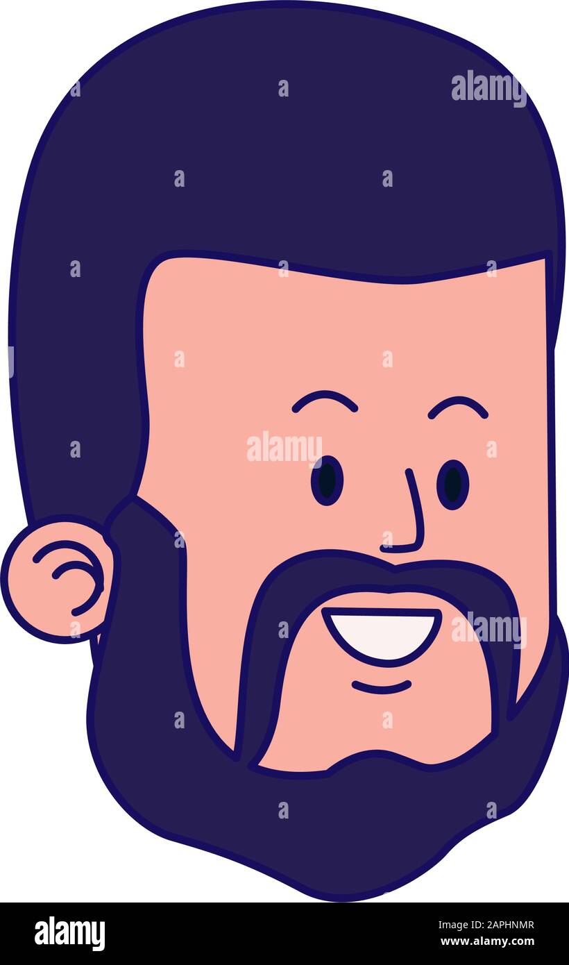 visage homme de bande dessinée avec icône de barbe, design coloré Illustration de Vecteur