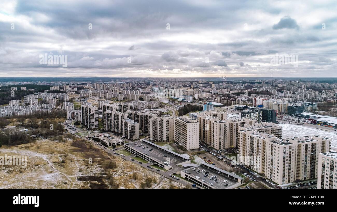 Fabijoniskes vue du point de vue de la drone Banque D'Images