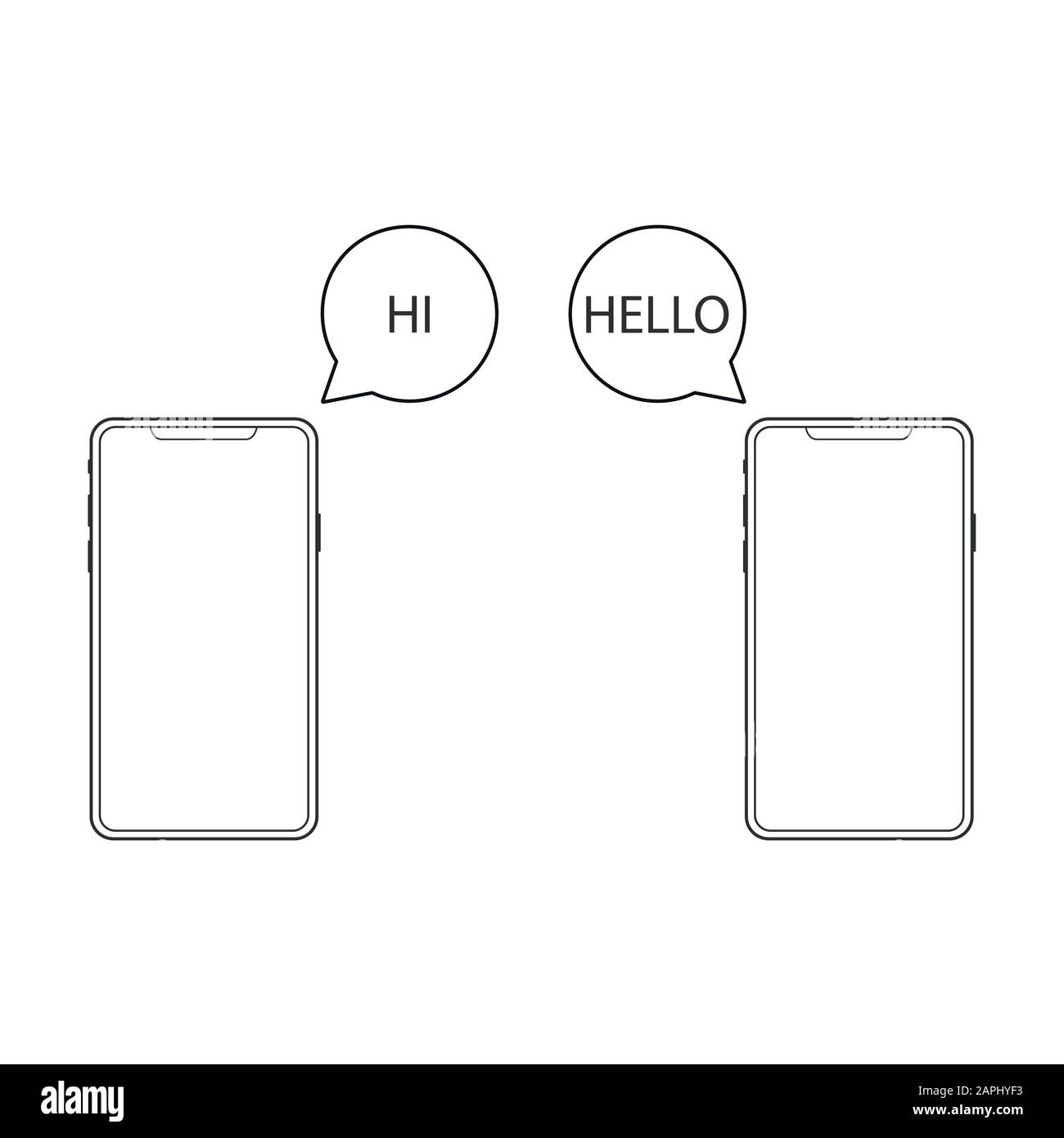 Message de discussion sur smartphone. Discussion sur téléphone mobile, messages texte et bulle sms sur écran plat vectoriel de téléphone. EPS 10 Illustration de Vecteur