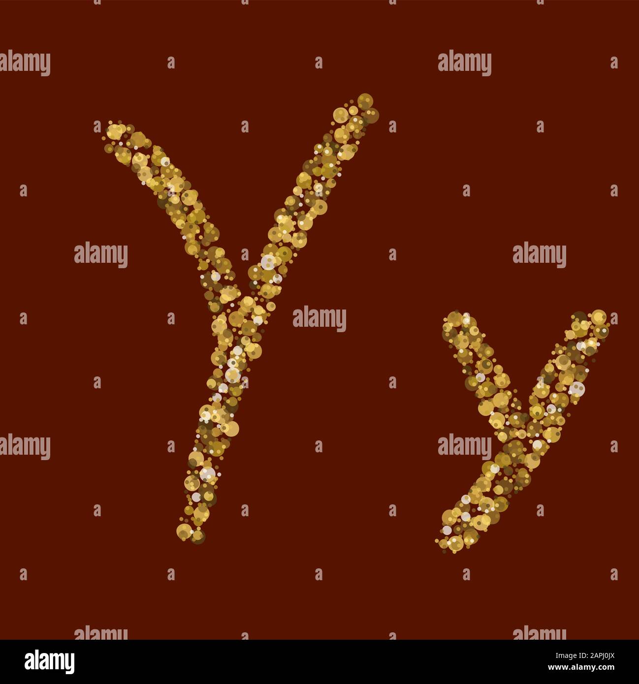 Texture or utile. Lettre pailletée dorée ZZ. Alphabet latin cool. Manuscrit, calligraphie. Vecteur ABC. Calligraphie latine. Illustration de Vecteur